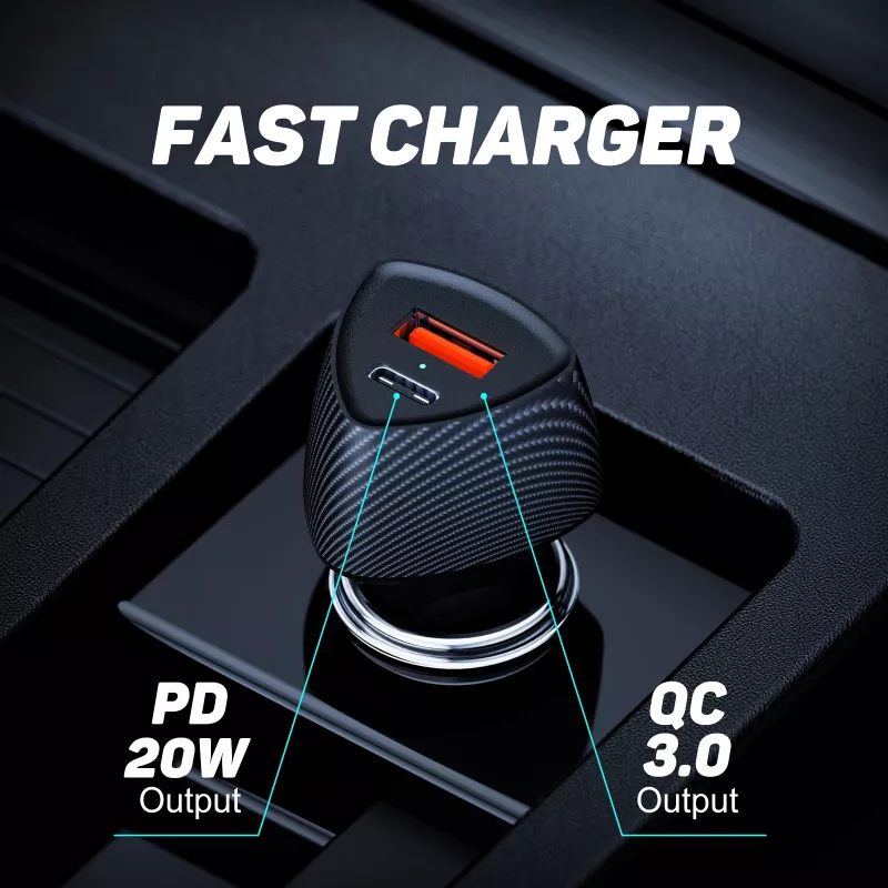 Kfz-Ladegerät Tellur FCC10 38W 6A PD20W QC3.0 – USB-C und USB-A Fahrzeug-Netzteil