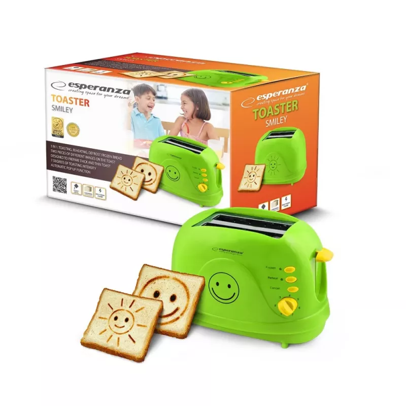 Esperanza EKT003 Smiley Toaster, 750 W, grün