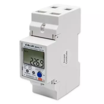 Qoltec 50882 Einphasiger elektronischer Energieverbrauchszähler für Hutschiene | Wi-Fi | TUYA | 230V | LCD