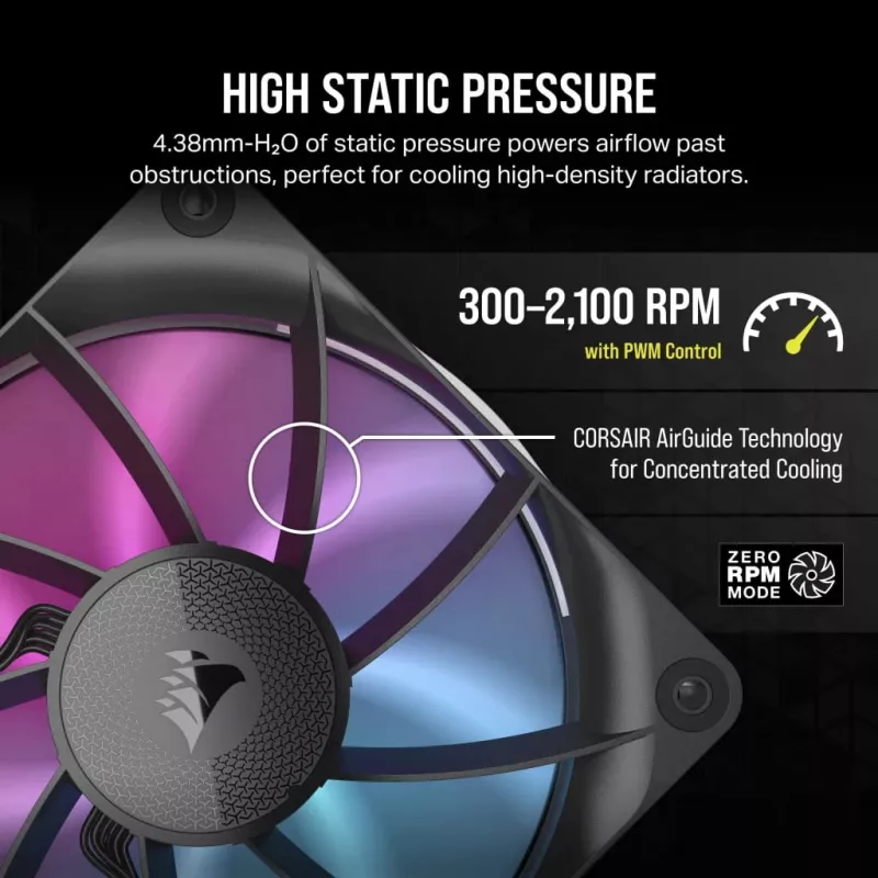Corsair iCUE LINK RX120 RGB Lüfter 12 cm Schwarz 400-2100 U/min