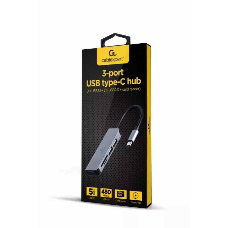 Gembird A-CM-COMBO5-02 Laptop-Dock/Port-Replikator Kabelgebunden USB 3.2 Gen 1 (3.1 Gen 1) Type-C Silber