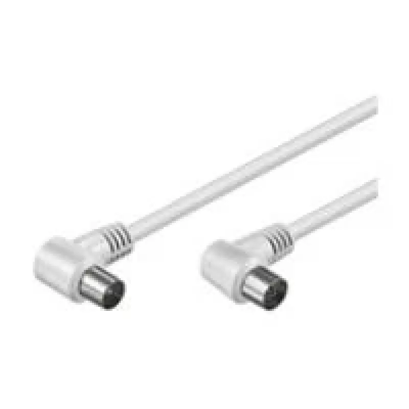 Wentronic Goobay Antennen-Winkelverbindungskabel, Weiß, 2,5 m - IEC/Koax-Stecker 90° IEC/Koax-Buchse 90° (11521)