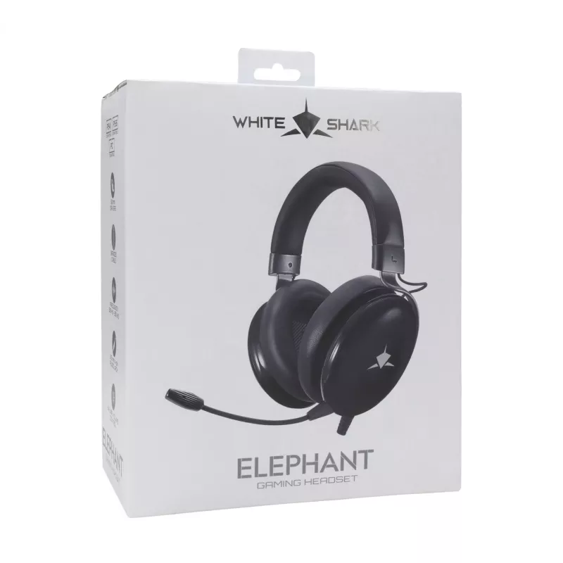 Gaming-Headset White Shark GH-2540 Elephant Schwarz mit RGB-Beleuchtung und abnehmbarem Mikrofon