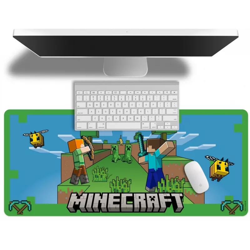 Mauspad Kids Euroswan 80x30 cm Minecraft — große Schreibtischmatte für Maus und Tastatur