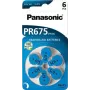 Hörgerätebatterien Panasonic PR 675 (Größe 10), 605 mAh, Zink-Luft, 6er-Pack
