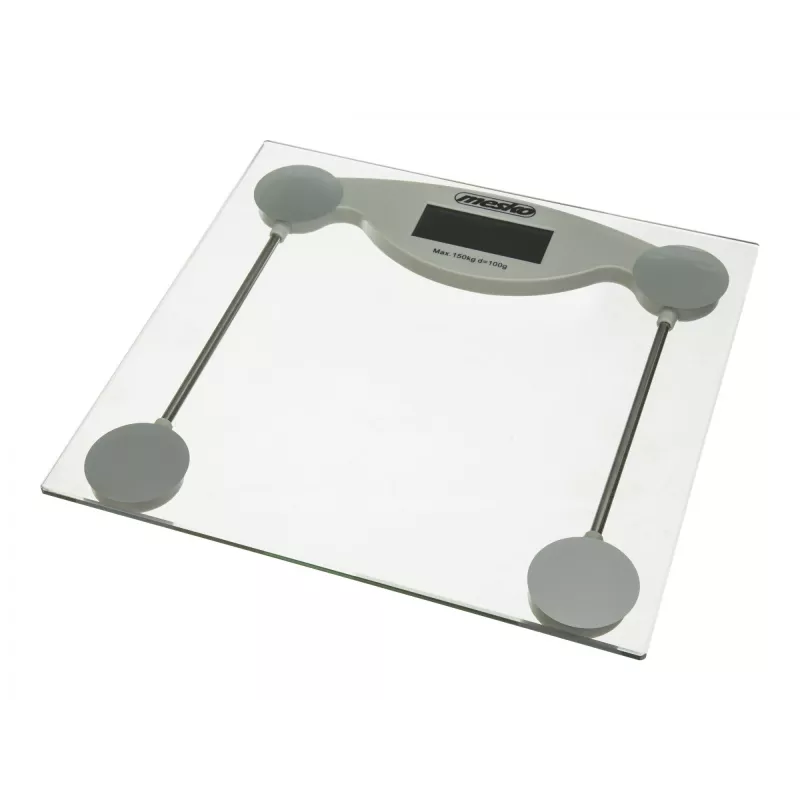 Elektronische Personenwaage Mesko MS 8137 — 150 kg Kapazität, 100 g Genauigkeit, weiß/transparent