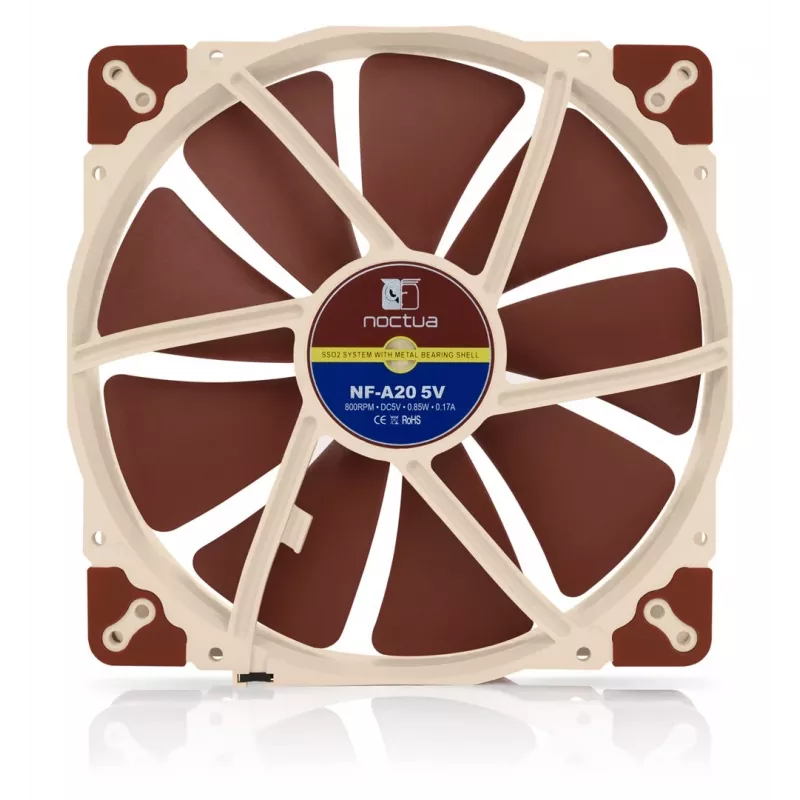 Computergehäuselüfter Noctua NF-A20 200 mm, 5 V, 3-Pin, 800 U/min, 146,9 m³/h, 18,1 dB, SSO-Lager
