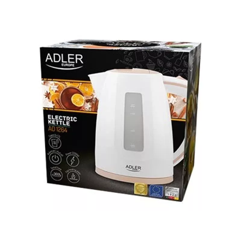 Adler AD 1264 Elektrischer Wasserkocher 1,7 L 2200 W Haselnuss Weiß