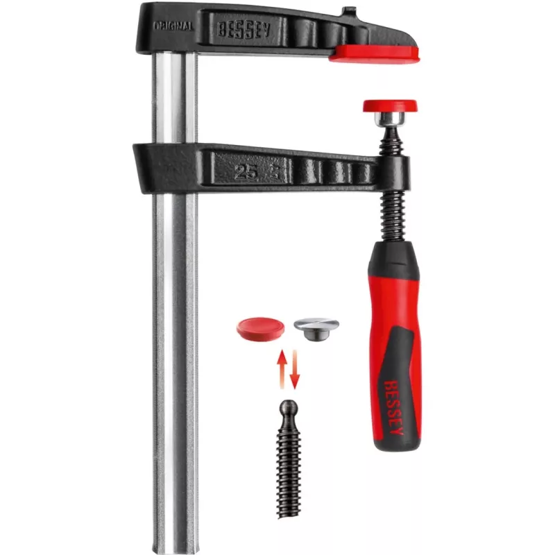 Bessey Original Temperguss-Schraubzwinge TG mit 2-Komponenten-Kunststoffgriff - Schraubzwinge - Eisen - Kunststoff - 25 cm