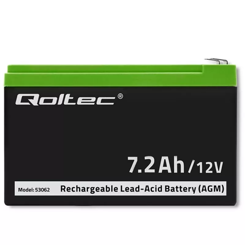 Qoltec 53062 AGM-Batterie | 12V | 7,2 Ah | max 108A