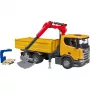 Spielzeug-Baulastwagen BRUDER Scania Super 560R mit Kran und 2 Paletten