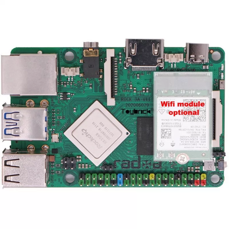 Einplatinencomputer ALLNET Radxa Rock 3A 8GB RK3568 Quad-Core Cortex-A55 2GHz