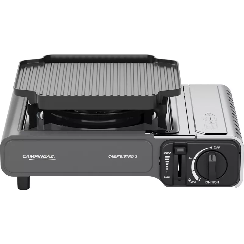Tragbarer Campingaz CampBistro 3 Campingkocher mit Aluminium-Druckguss-Grillplatte
