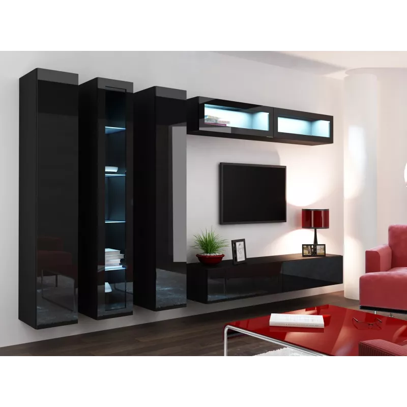 Cama geschlossen Schrank VIGO '180' 180/40/30 schwarz/schwarz glänzend