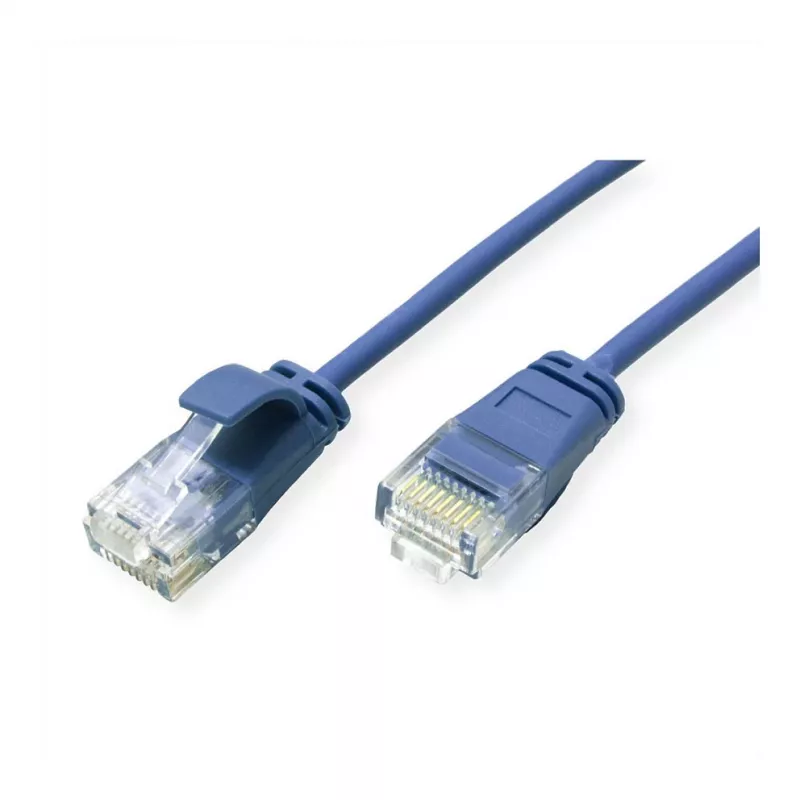 ROLINE GREEN UTP Patchkabel Cat.6A (Klasse EA), LSOH, schlank, Blau, 1 m