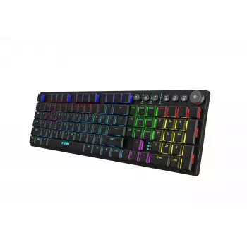 Tastatur IBOX AURORA K-6 — Full-Size QWERTY, RF Wireless + Bluetooth, RGB-Hintergrundbeleuchtung, mechanische Low-Profile-Tasten, Schwarz