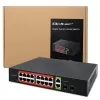 Netzwerk-Switch QOLTEC 52292 — Gigabit Ethernet PoE, 16x RJ45, 2x RJ45-Uplink, 2x SFP