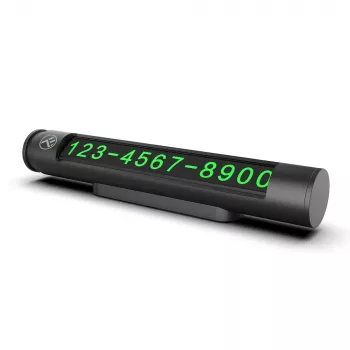 Temporäre Parkkarte Tellur TLL171251 – metallic-schwarz, zeigt zwei Telefonnummern an