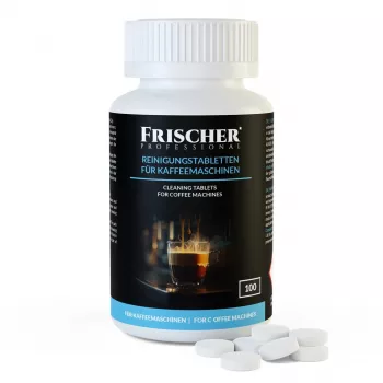 Reinigungstabletten für Kaffeemaschinen FRISCHER 100 Stück Blister 1,3 g 16 mm Durchmesser