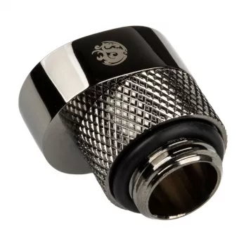 BitsPower X-Cross Adapter G1/4 Zoll Außengewinde auf G1/4 Zoll Innengewinde, 5 mm Versatz, glänzend schwarz