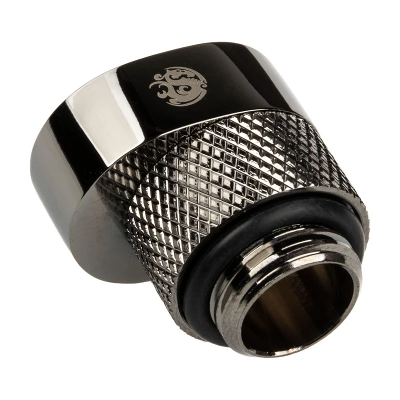 BitsPower X-Cross Adapter G1/4 Zoll Außengewinde auf G1/4 Zoll Innengewinde, 5 mm Versatz, glänzend schwarz