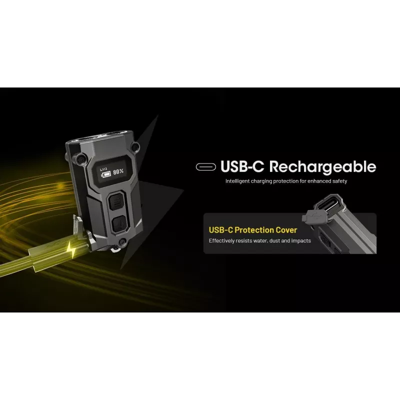 Schlüsselanhänger-Taschenlampe Nitecore TINI3 Schwarz 600 lm USB wiederaufladbar