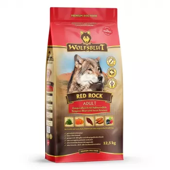 Trockenfutter für Hunde Wolfsblut Red Rock Känguru mit Süßkartoffeln, Alleinfutter für ausgewachsene Hunde, 12,5 kg, Protein 23%, Fett 9,5%