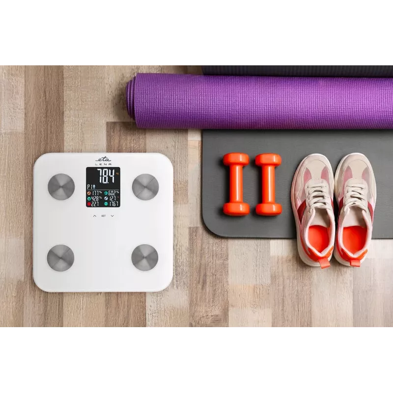 ETA Personenwaage | ETA378190000 Lena | Maximale Belastbarkeit 180 kg | Genauigkeit 100 g | Body-Mass-Index (BMI) Messung | Weiß
