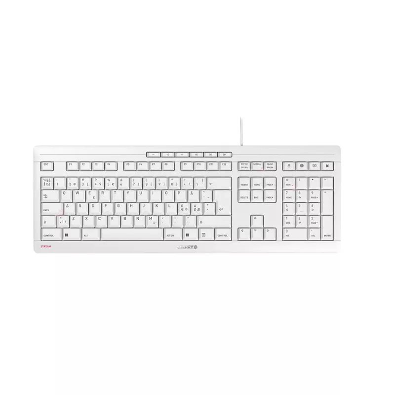Cherry Stream Tastatur, USB, Pan-Nordic-Layout, hellgrau