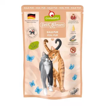Nassfutter für Katzen Fox4Pets DeliCATessen Kalb 85 g — vollständige getreidefreie Mahlzeit für ausgewachsene Katzen