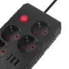 Steckdosenleiste MACLEAN MCE393 B — 4 Steckdosen, 3×USB, 110–240 V, 2500 W, 3 m Kabel, schwarz