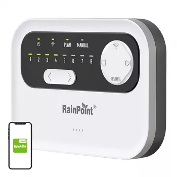 Sprinklersteuerung RainPoint HIC801W WiFi — 8-Zonen-Bewässerungscomputer, Wi‑Fi-Konnektivität