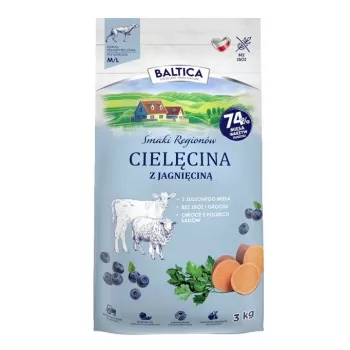 BALTICA regional flavours Medium and large breeds Kalb mit Lamm - Trockenfutter für Hunde - 3kg