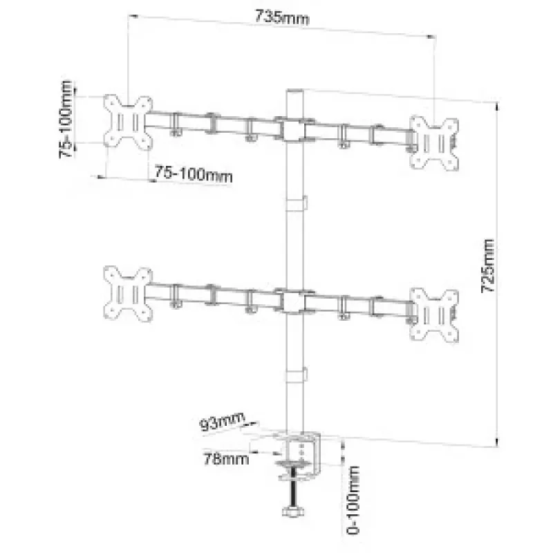 Haltegriff für 4 LCD-Monitore 13-27'' L-04N