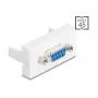 Wandmontierte VGA-Anschlussdose DELOCK 81556, Buchse-auf-Buchse, weiß, ABS, 45×22,5×17,4 mm