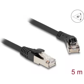 Netzwerkkabel DeLOCK RJ45 Cat.8.1 S/FTP 45° abgewinkelt zu gerade 5m schwarz
