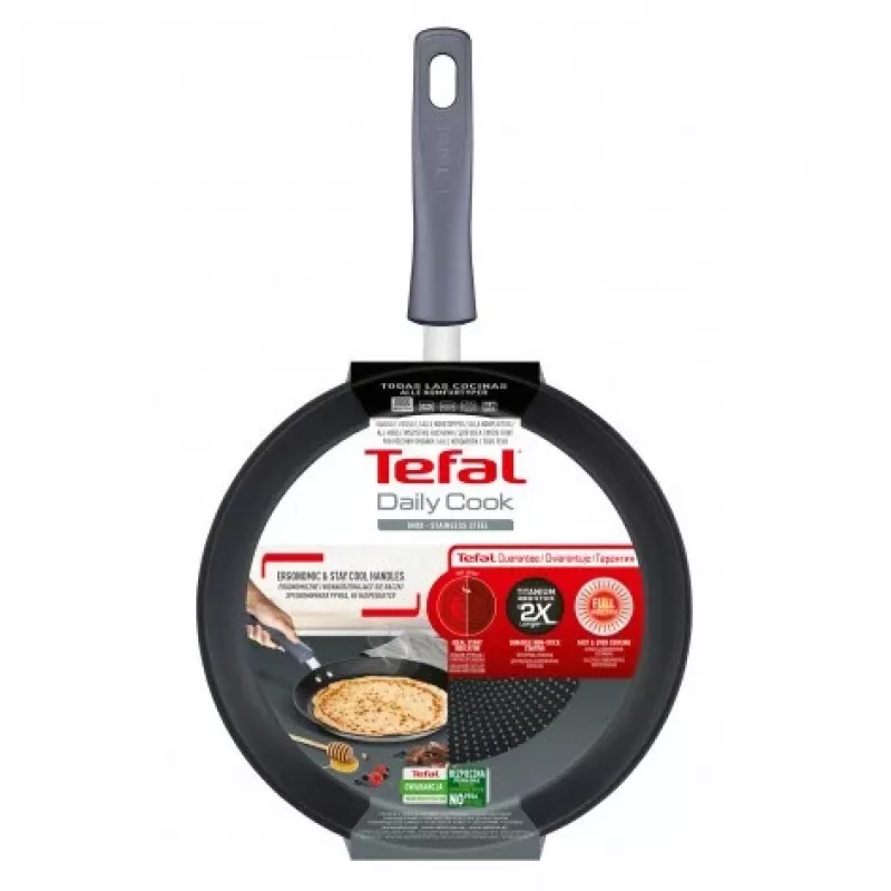 Crêpe-Pfanne Tefal Daily Cook G7313855, 25 cm, antihaftbeschichtet, Edelstahlboden, Bakelit-Griff, Thermo-Signal