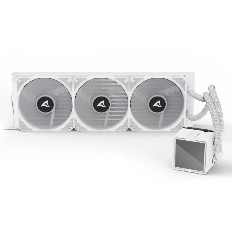 All-in-One CPU-Flüssigkeitskühler Sharkoon S100 ARGB weiß – 360-mm-Radiator, Infinity-Mirror-Effekt