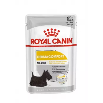 Royal Canin Dermacomfort Adult 85 g Beutel – Nassfutter für Hunde mit empfindlicher Haut, Geflügelgeschmack, 78 % Feuchtigkeit