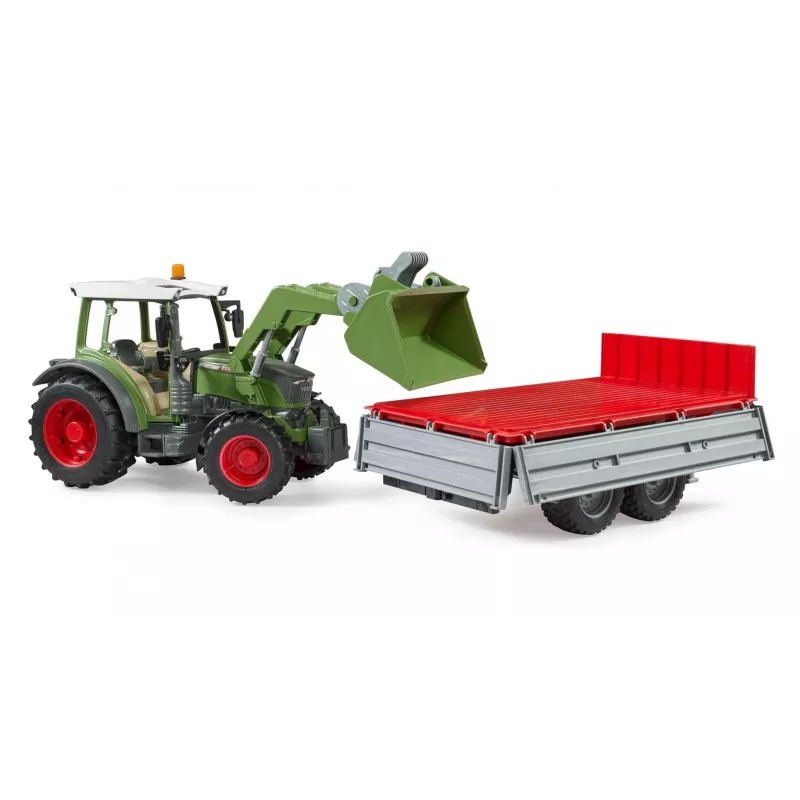 Spielzeugtraktor BRUDER Fendt Vario 211 mit Frontlader und Seitenanhänger
