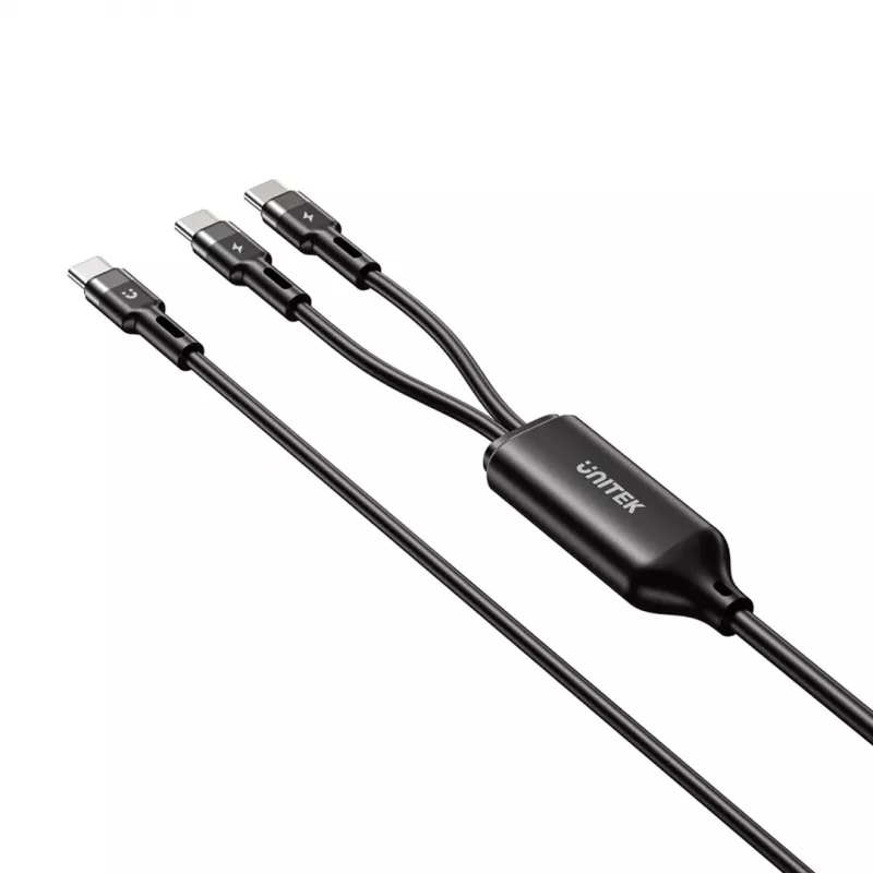 USB-C 2-in-1-Kabel Unitek C14146ABK01 1,8 m, USB-C auf USB-C, 100 W PD, schwarz