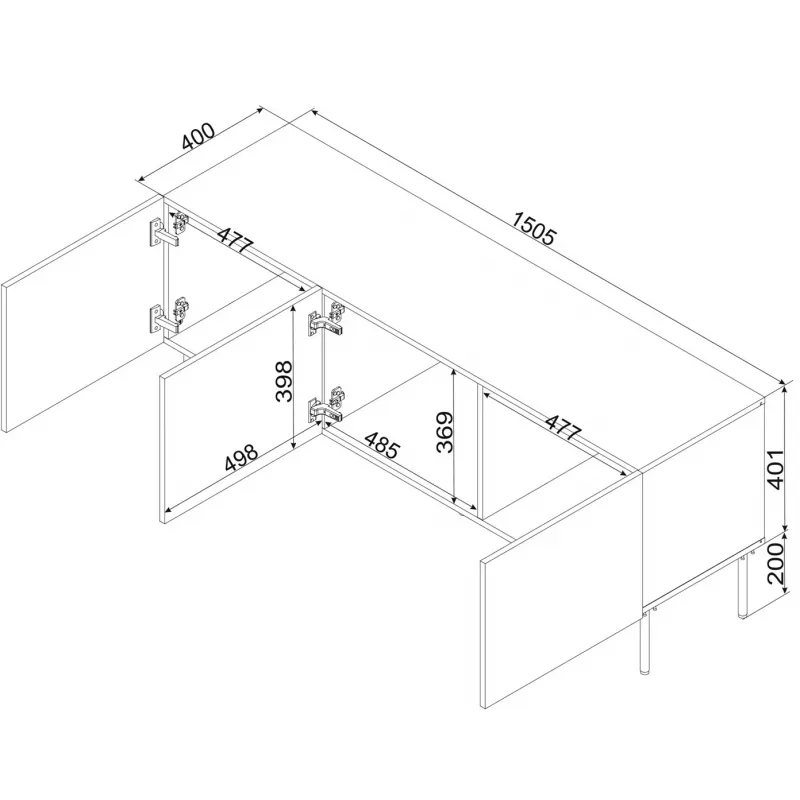 Cama RTV-Schrank SIENA 150.5x40x60 Kaschmir matt