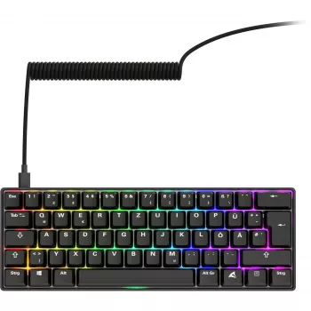 Tastatur Sharkoon 100065630 60% kabelgebunden USB QWERTZ deutsch schwarz