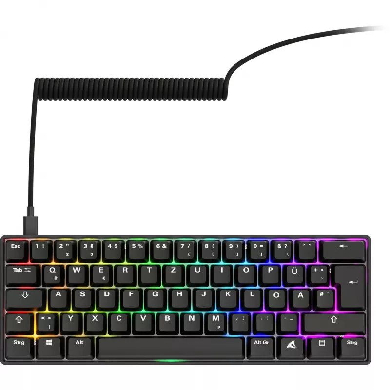 Tastatur Sharkoon 100065630 60% kabelgebunden USB QWERTZ deutsch schwarz