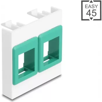 Wandmontage-Modulrahmen 45x45 mm DELOCK Easy 2x Keystone-Halterungen weiß/grün