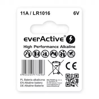 Batterie für Autoschlüssel everActive 11A LR1016 MN11 6V Alkaline, Knopfzelle 10,3×16 mm, 1 Stk.