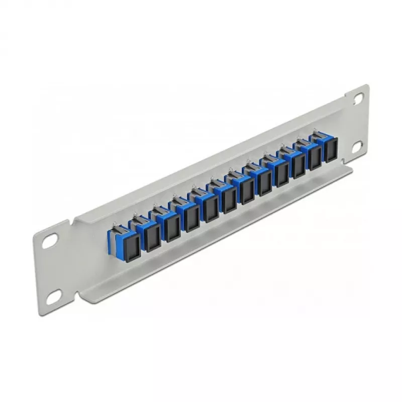 LWL-Patchpanel DeLOCK 10 Zoll 12 Port SC Simplex Blau 1HE Grau