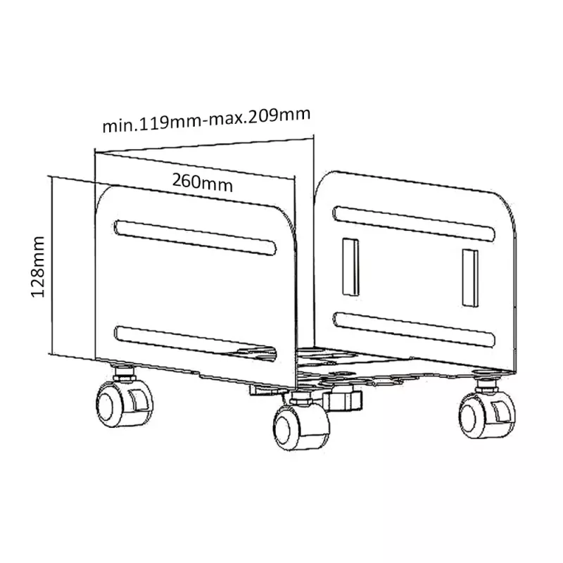 Rollenplattform MACLEAN MC-851 — Rollenplattform, schwarz, 119×260×128 mm, max. Belastung 10 kg