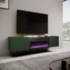 TV-Schrank mit elektrischem Kamin Cama Meble ONDA 180,5×40×58,0 cm, Spanplatte, grün, freistehend oder zur Wandmontage