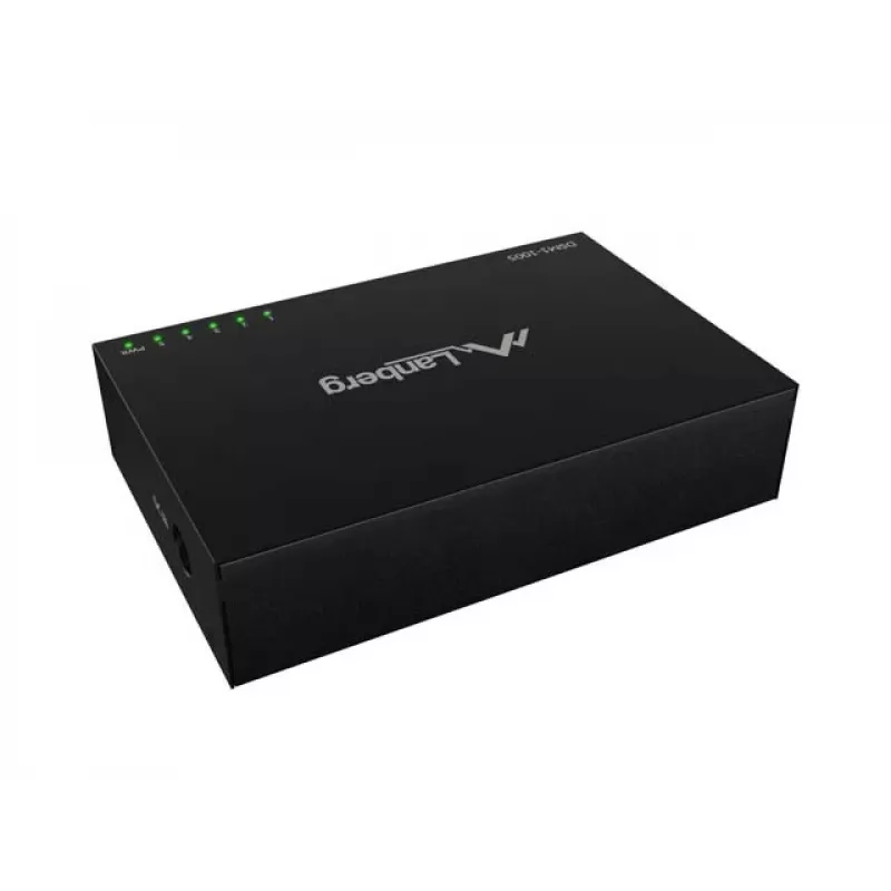 LANBERG DSM1-1005 Netzwerk-Switch 5x 1 Gb/s unmanaged Desktop, Metallgehäuse, 12V